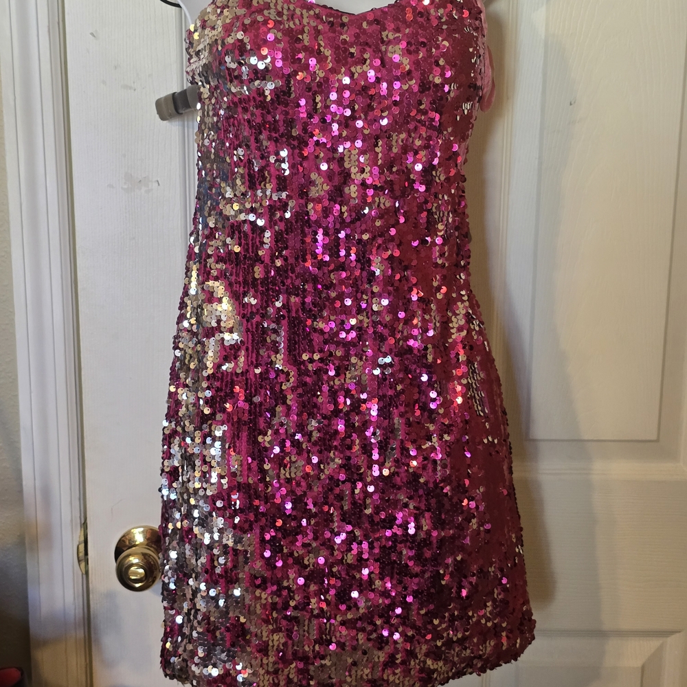 As U Wish Pink and Gold Sequin Dress